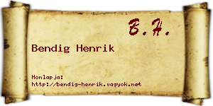 Bendig Henrik névjegykártya